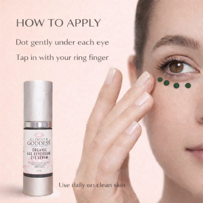 Glimmer Goddess® Organic Skin Care Organic Age Reversing Eye Serum – Instant Firming Treatment For Eyes Misty Rose