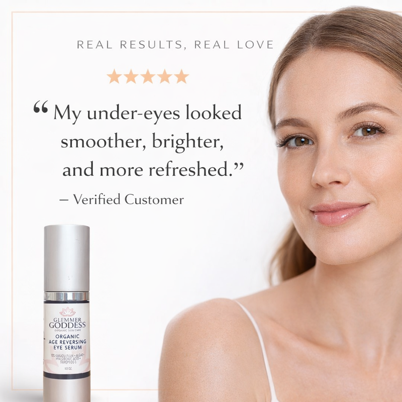 Glimmer Goddess® Organic Skin Care Organic Age Reversing Eye Serum – Instant Firming Treatment For Eyes White Smoke