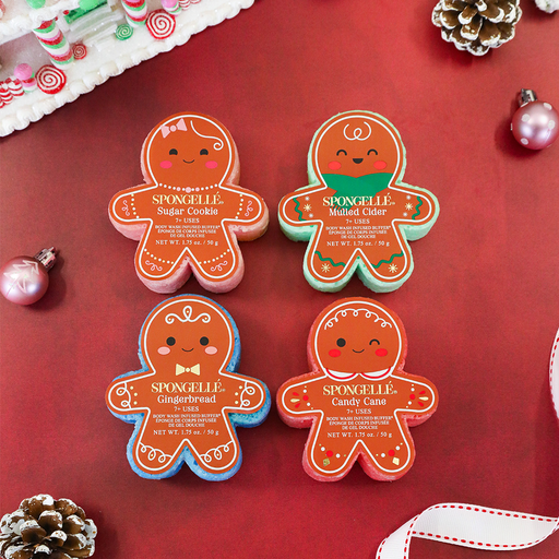 Spongellé Holiday Gingerbread Multi-Use Assorted Pack Body Wash Infused Buffer Sienna