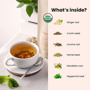 Gardenika Shop Digest Awake Tea, Bloating & Stomach Ease | Ayurvedic | Organic Loose Leaf Tea Misty Rose