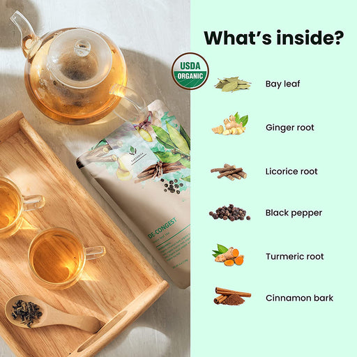 Gardenika Shop Decongest Tea, Respiratory Comfort | Turmeric Ginger Blend | Organic Loose Leaf Tea Light Cyan