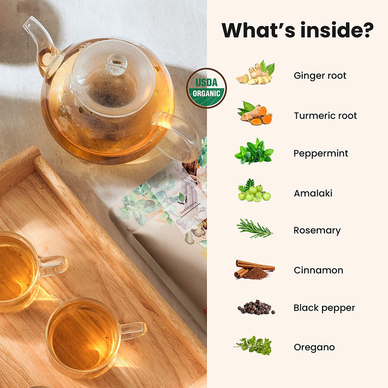 Gardenika Shop Anti-Inflammatory Tea, Turmeric Ginger Herbal Blend | Organic & Kosher Loose Leaf Tea Seashell 4 oz,1 lb