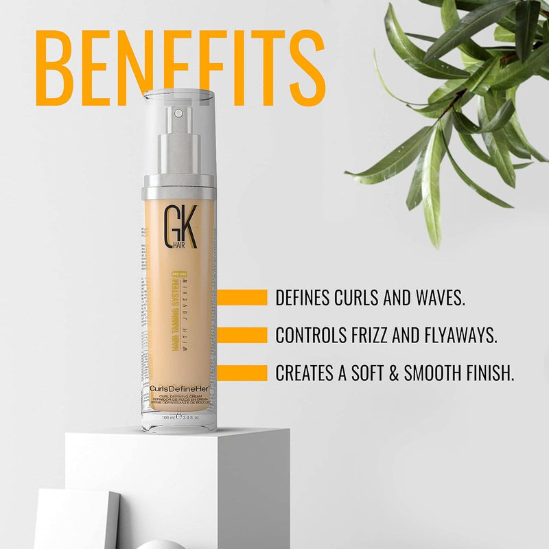 VIP Extensions GK Hair Global Keratin Curls Define Her, 3.4 fl oz (100 ml) Styling Cream Light Gray