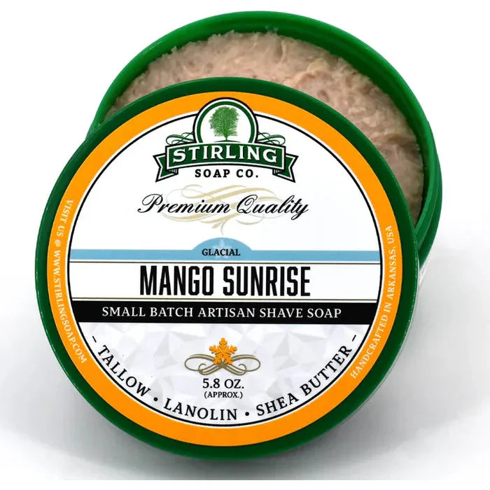 Stirling Soap Co Stirling Soap Co. Mango Sunrise Glacial Shaving Collection Shaving Set Dark Green Shaving Soap 5.8oz