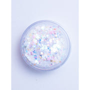 Lunautics Snow Angel - Iridescent White Glitter with Stars Chunky Glitter Lavender