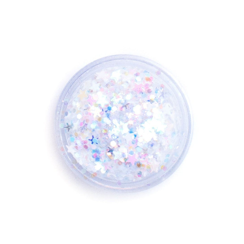 Lunautics Snow Angel - Iridescent White Glitter with Stars Chunky Glitter Lavender