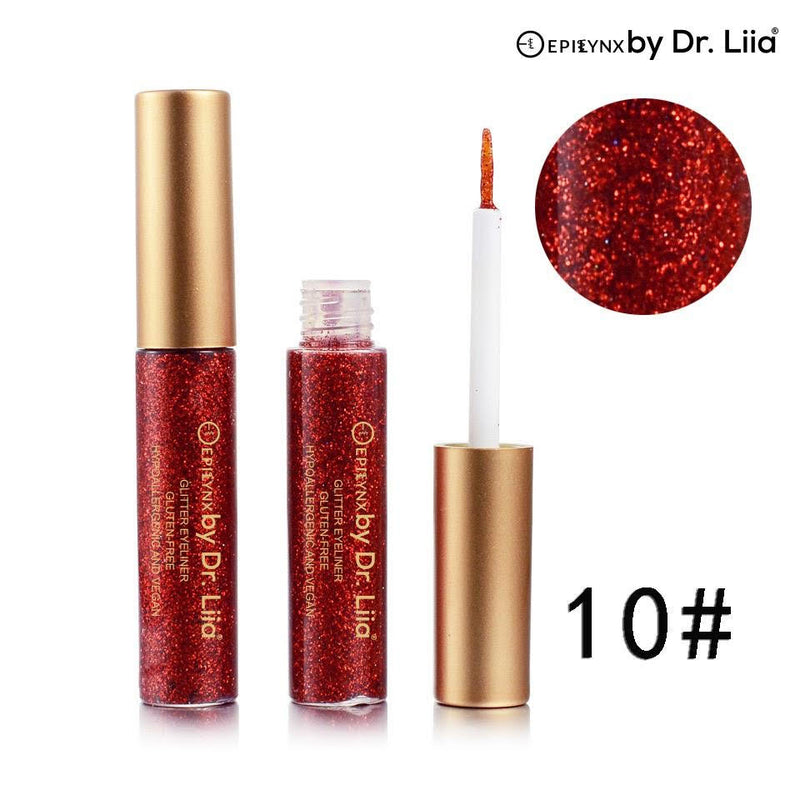 EpiLynx Shimmer & Shine Glitter Eyeliner – Vegan, Allergen-Free, Long-Wearing Eyeliner Saddle Brown 10 red