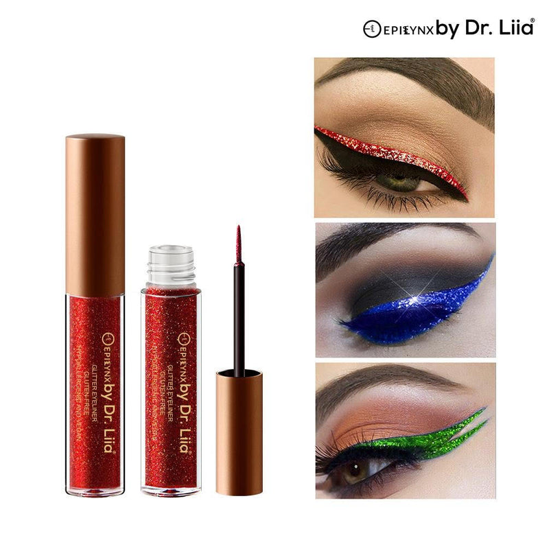 EpiLynx Shimmer & Shine Glitter Eyeliner – Vegan, Allergen-Free, Long-Wearing Eyeliner Tan 2 yellow gold,4 red brown,5 purple,6 light gold,7 green,8 blue,9 fuchsia,10 red,11 gold brown,12 pink,14 dark brown,15 brown,16 earth brown