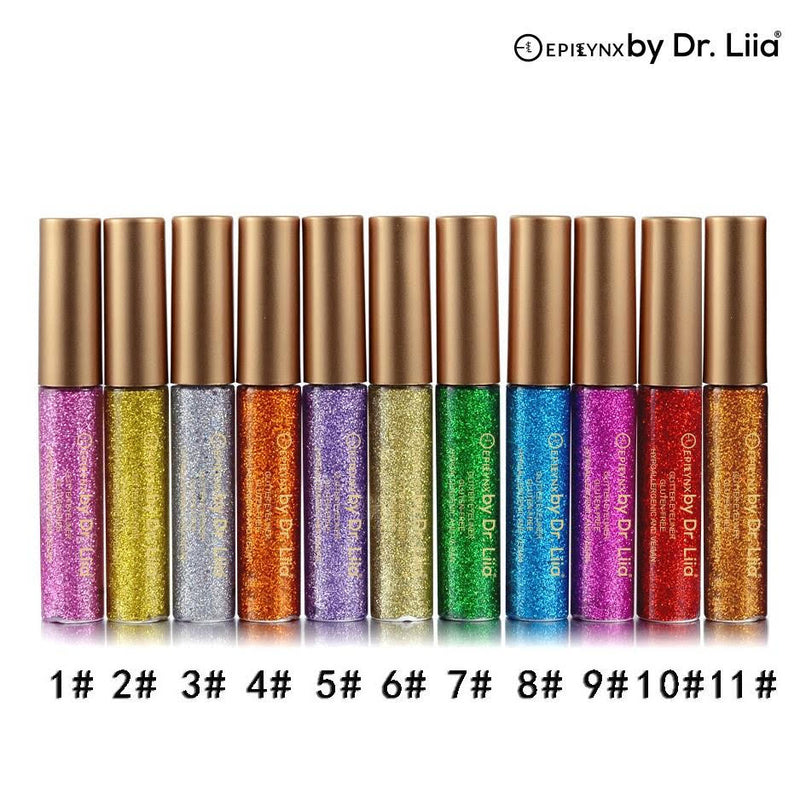 EpiLynx Shimmer & Shine Glitter Eyeliner – Vegan, Allergen-Free, Long-Wearing Eyeliner Rosy Brown 2 yellow gold,4 red brown,5 purple,6 light gold,7 green,8 blue,9 fuchsia,10 red,11 gold brown,12 pink,14 dark brown,15 brown,16 earth brown