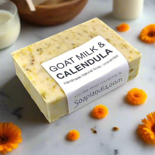 Soaplandia Soap Store Goat Milk & Calendula Tea Soap, Unscented Bar Soap White Smoke