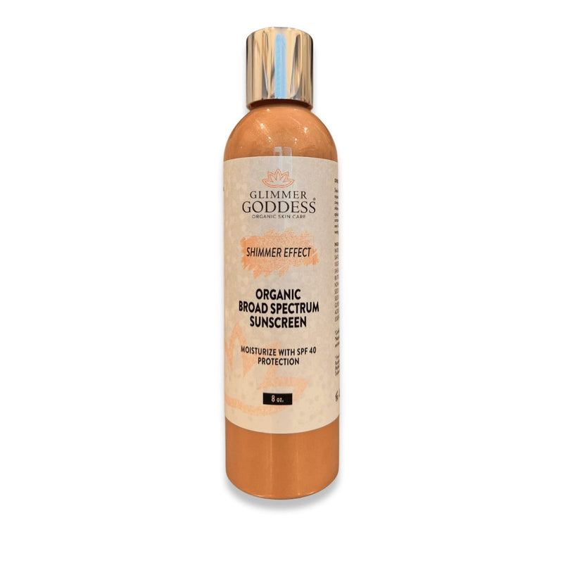 Glimmer Goddess® Organic Skin Care Goddess Glow Shimmer Suntan Lotion SPF 40 – Reef-Safe Radiance Lotions & Creams White Smoke 8 oz.