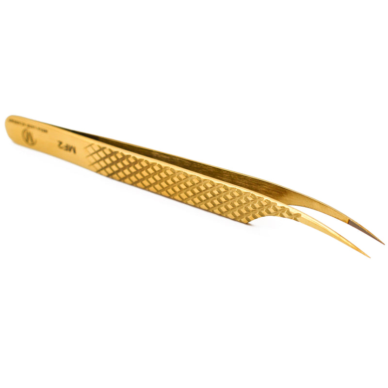 Mega Lash Academy Gold Micro Fiber - MF2 - Xtra Long Isolating Tweezers Tweezers Sandy Brown