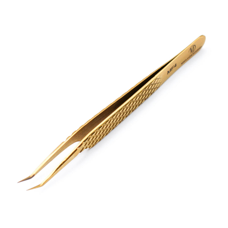 Mega Lash Academy Gold Micro Fiber - MF4 - 45 Degree Volume Tweezers Tweezers Antique White
