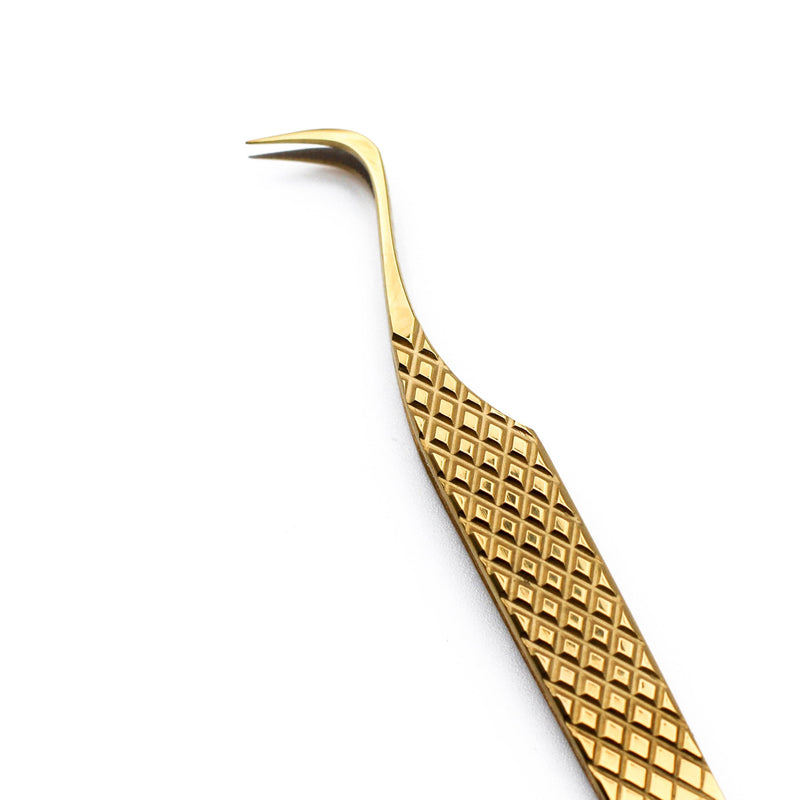 Mega Lash Academy Gold Micro Fiber - MF6 - Hook Volume Tweezers Tweezers Bisque