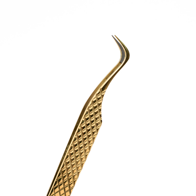 Mega Lash Academy Gold Micro Fiber - MF6 - Hook Volume Tweezers Tweezers Dark Khaki