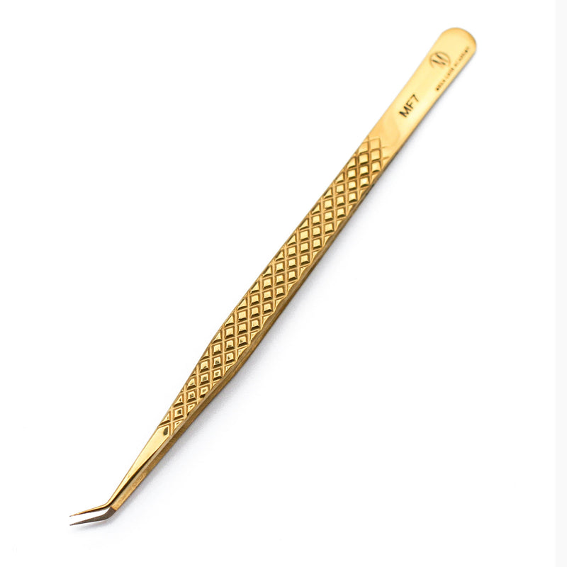 Mega Lash Academy Gold Micro Fiber - MF7 - Xtra Long Skinny Tweezers Tweezers Wheat