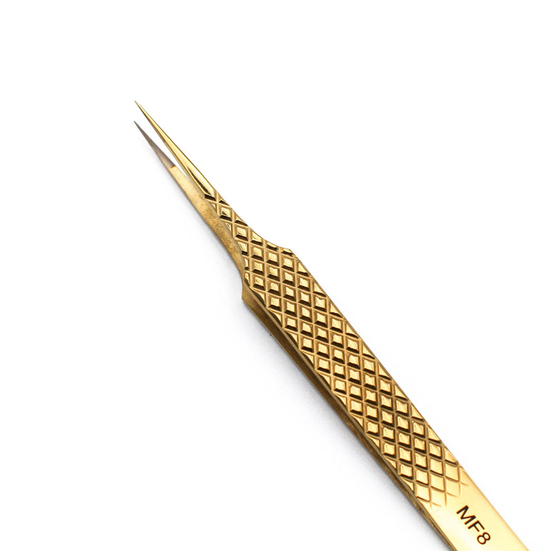 Mega Lash Academy Gold Micro Fiber - MF8 - Straight Isolating Tweezers Tweezers Bisque