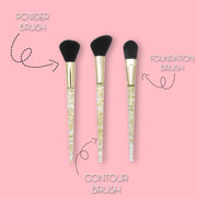 Prolux Cosmetics Gold Flakes 3-Piece Brush Set BRUSH SET Light Pink