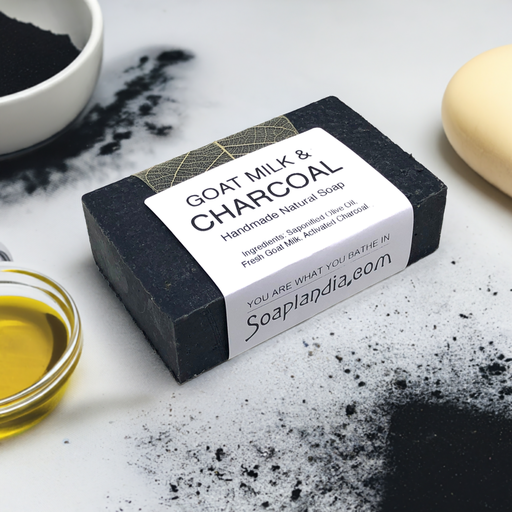 Soaplandia Soap Store Goat Milk & Charcoal Goodness Soap, Unscented Bar Soap Light Gray