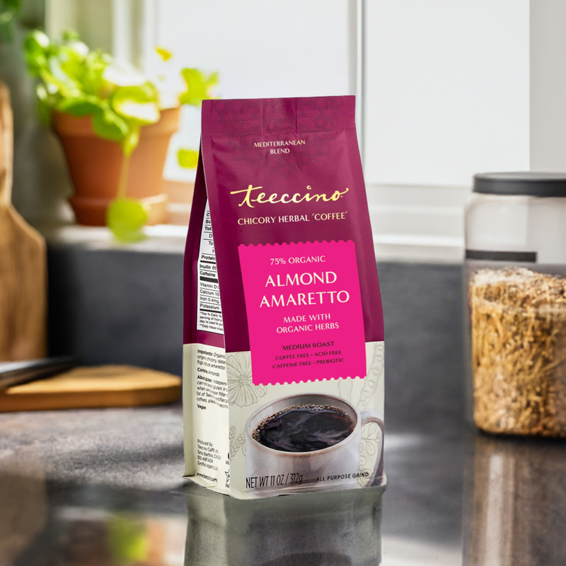 Teeccino Almond Amaretto Chicory Herbal Coffee Herbal Coffee Lavender 11 ounce ground,5lb ground,Trial Size