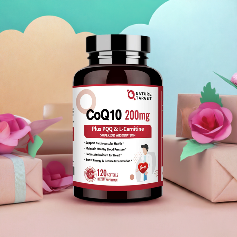 Nature Target CoQ10 + PQQ + L-Carnitine, 200mg, 120 Softgels CoQ10 Gray