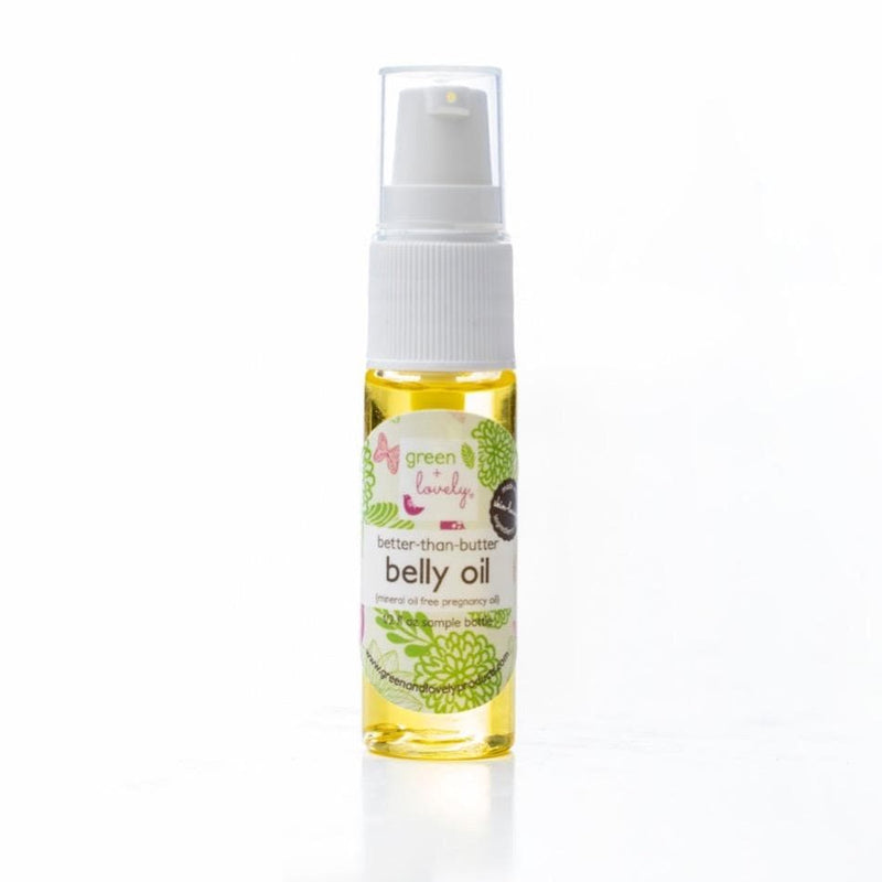 Green + Lovely Mini Sampler + Travel Size /// Better than Butter Pregnancy Belly Oil - 1/2 oz Pregnancy Belly Oil White Smoke Unscented