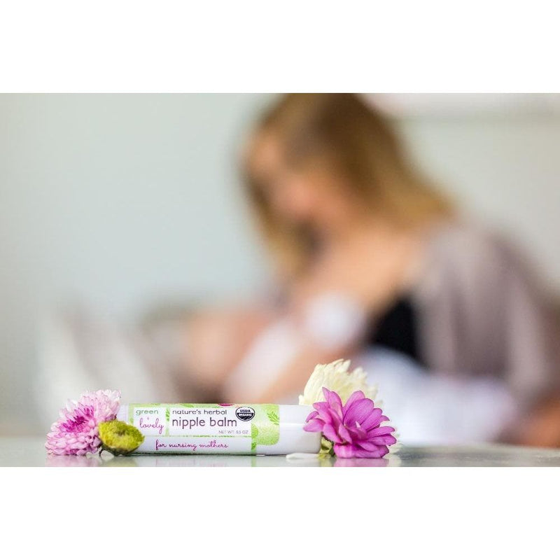 Green + Lovely Calming Nature's Herbal Nursing Nipple Balm - Breastfeeding Essential - 1 oz. Nipple Cream Gray