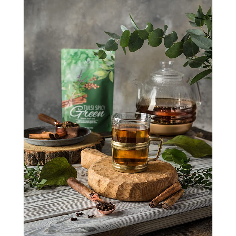 Gardenika Shop Tulsi Spicy Chai Tea, Energy & Focus - Green Tea - Organic & Kosher Loose Leaf Tea Dim Gray