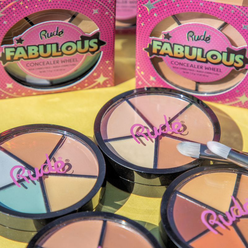 Rude Cosmetics Fabulous Concealer Wheel Concealer Rosy Brown Corrector,Light,Medium,Dark