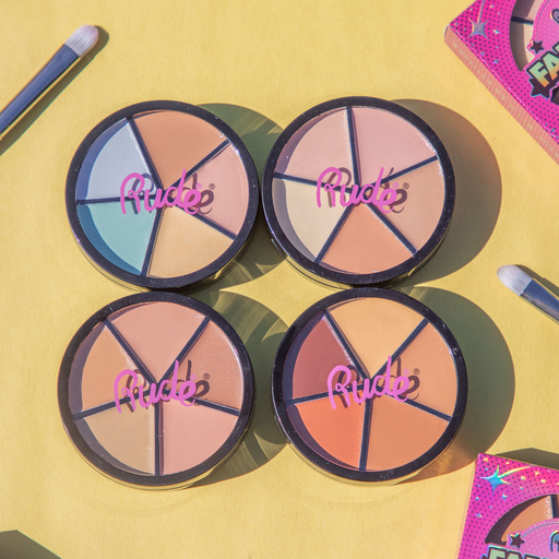 Rude Cosmetics Fabulous Concealer Wheel Concealer Tan Corrector,Light,Medium,Dark