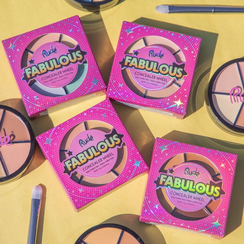 Rude Cosmetics Fabulous Concealer Wheel Concealer Tan Corrector,Light,Medium,Dark