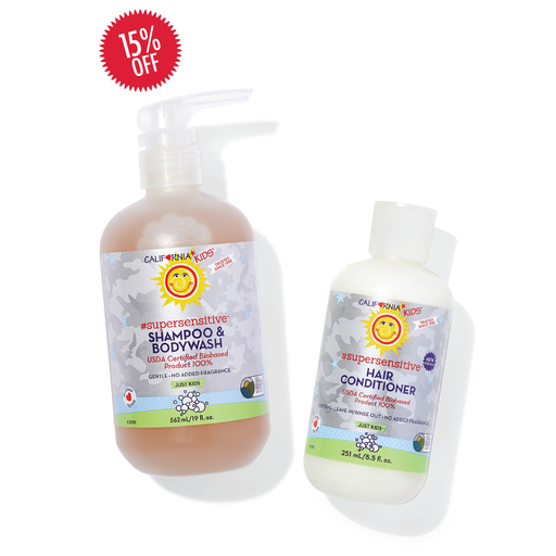 California Baby (No Fragrance) Kids #SuperSensitive™ Shampoo + Conditioner Bundle Kids White Smoke