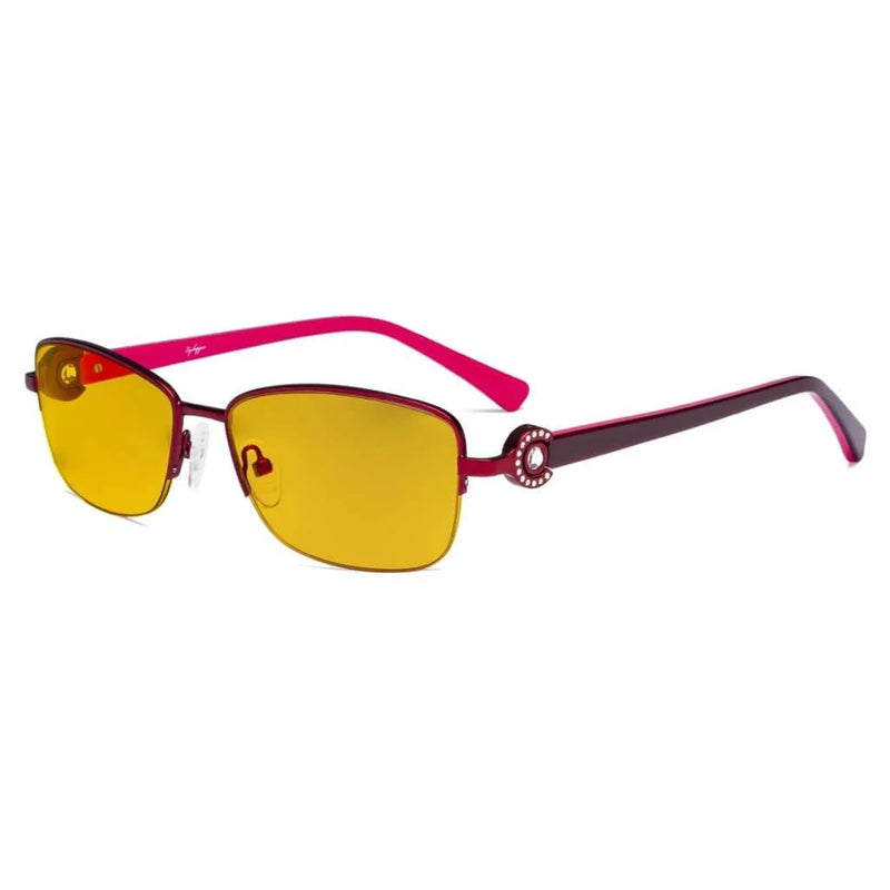 eyekeeper.com Half-rim Blue Light Blocking Eyeglasses LX19008-BB90 Eyeglasses White Smoke Red / without magnification