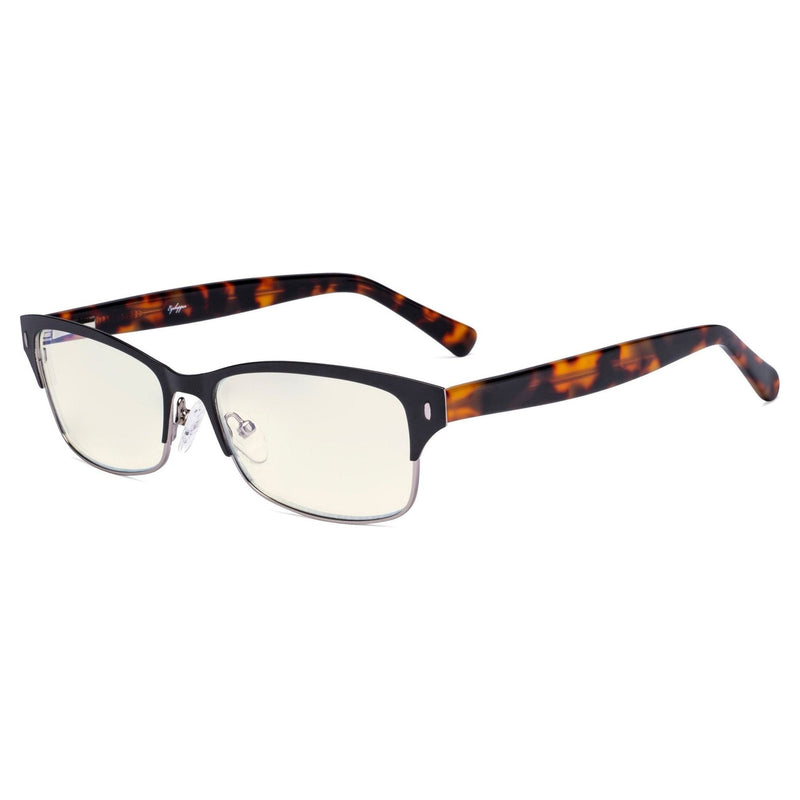 eyekeeper.com Half-rim Blue Light Filter Eyeglasses LX19003-BB40 Eyeglasses Antique White Black Gunmetal / without magnification