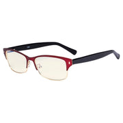eyekeeper.com Half-rim Blue Light Filter Eyeglasses LX19003-BB40 Eyeglasses Antique White Red / without magnification