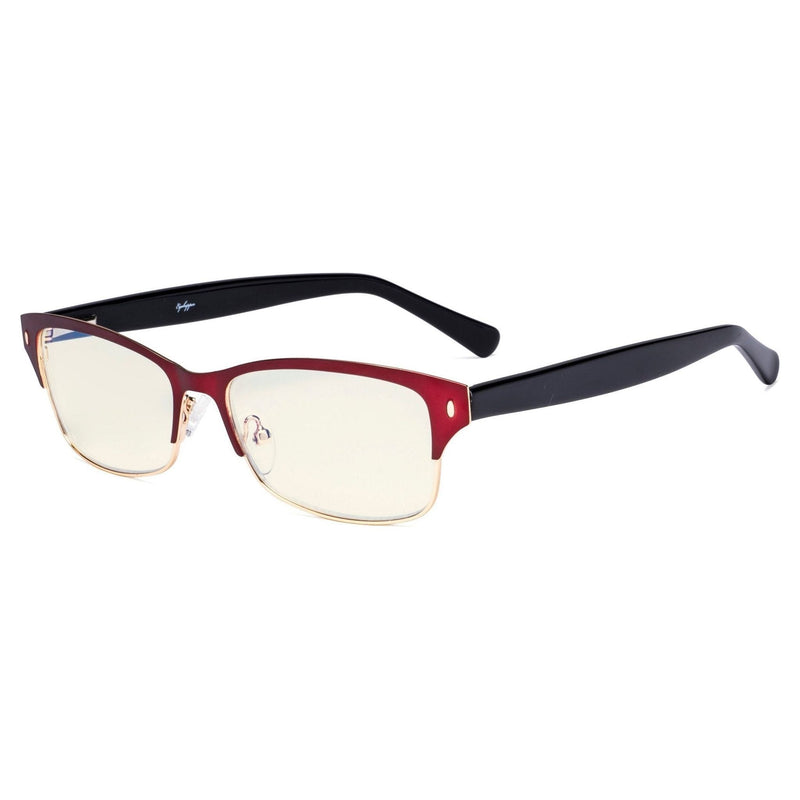 eyekeeper.com Half-rim Blue Light Filter Eyeglasses LX19003-BB40 Eyeglasses Antique White Red / without magnification
