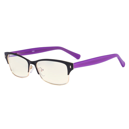eyekeeper.com Half-rim Blue Light Filter Eyeglasses LX19003-BB40 Eyeglasses Antique White Black Gold / without magnification