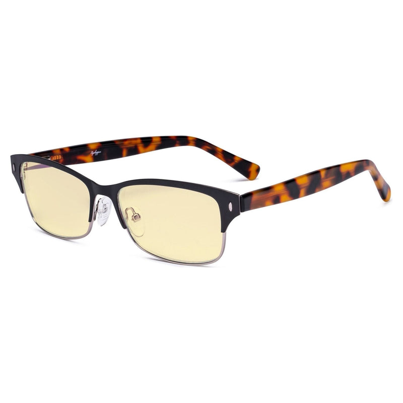 eyekeeper.com Half Rim Blue Light Blocking Eyeglasses LX19003-BB60 Eyeglasses Wheat Black Gunmetal / without magnification