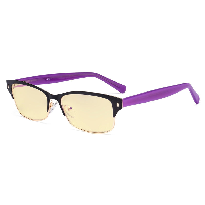 eyekeeper.com Half Rim Blue Light Blocking Eyeglasses LX19003-BB60 Eyeglasses White Smoke Black Gold / without magnification