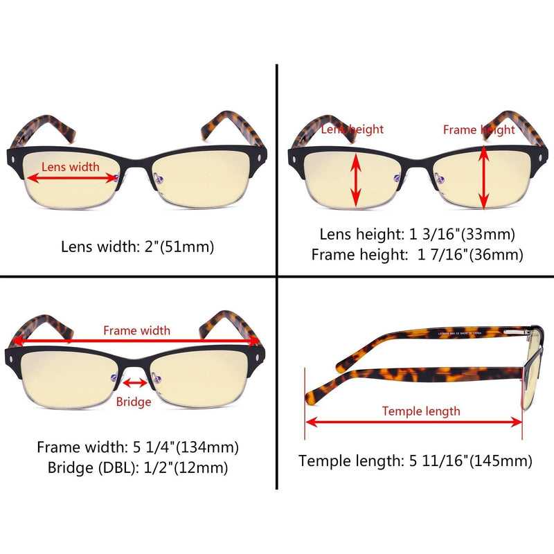 eyekeeper.com Half Rim Blue Light Blocking Eyeglasses LX19003-BB60 Eyeglasses Dark Slate Gray Black Gold / without magnification,Black Gunmetal / without magnification,Red / without magnification