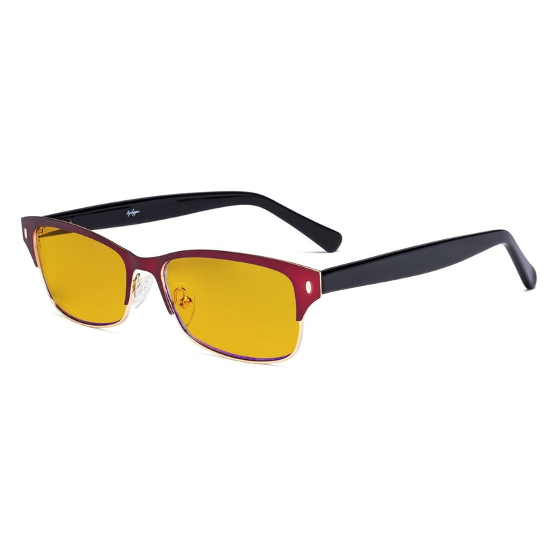 eyekeeper.com Half Rim Blue Light Blocking Eyeglasses LX19003-BB90 Eyeglasses Dark Slate Gray Red / without magnification