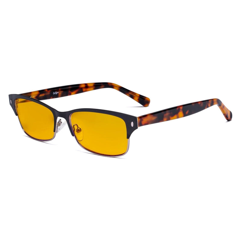 eyekeeper.com Half Rim Blue Light Blocking Eyeglasses LX19003-BB90 Eyeglasses Goldenrod Black Gunmetal / without magnification