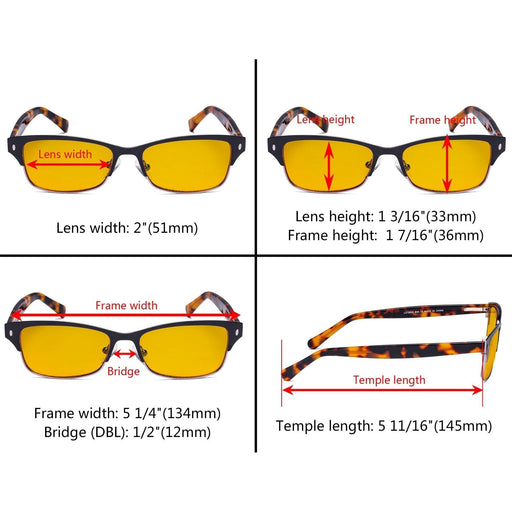 eyekeeper.com Half Rim Blue Light Blocking Eyeglasses LX19003-BB90 Eyeglasses Goldenrod Black Gold / without magnification,Black Gunmetal / without magnification,Red / without magnification
