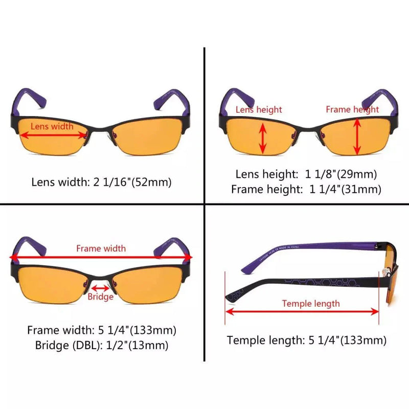 eyekeeper.com Half-rim Blue Light Blocking Reading Glasses LX17006-BB98 Eyeglasses White Smoke Black Purple / +0.50,Black Purple / +0.75,Black Purple / +1.00,Black Purple / +1.25,Blue / +0.50,Blue / +0.75,Blue / +1.00,Blue / +1.25,Gunmetal Grey / without magnification,Gunmetal Grey / +0.50,Gunmetal Grey / +0.75,Gunmetal Grey / +1.00,Gunmetal Grey /