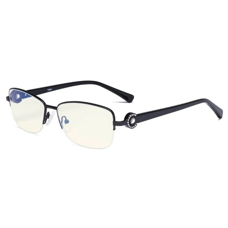 eyekeeper.com Half-rim Blue Light Filter Eyeglasses LX19008-BB40 Eyeglasses White Smoke Black / without magnification