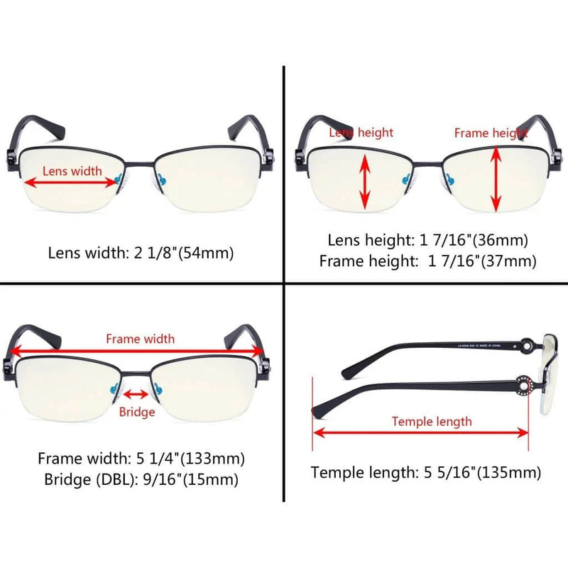 eyekeeper.com Half-rim Blue Light Filter Eyeglasses LX19008-BB40 Eyeglasses White Smoke Black / without magnification,Pink / without magnification,Red / without magnification