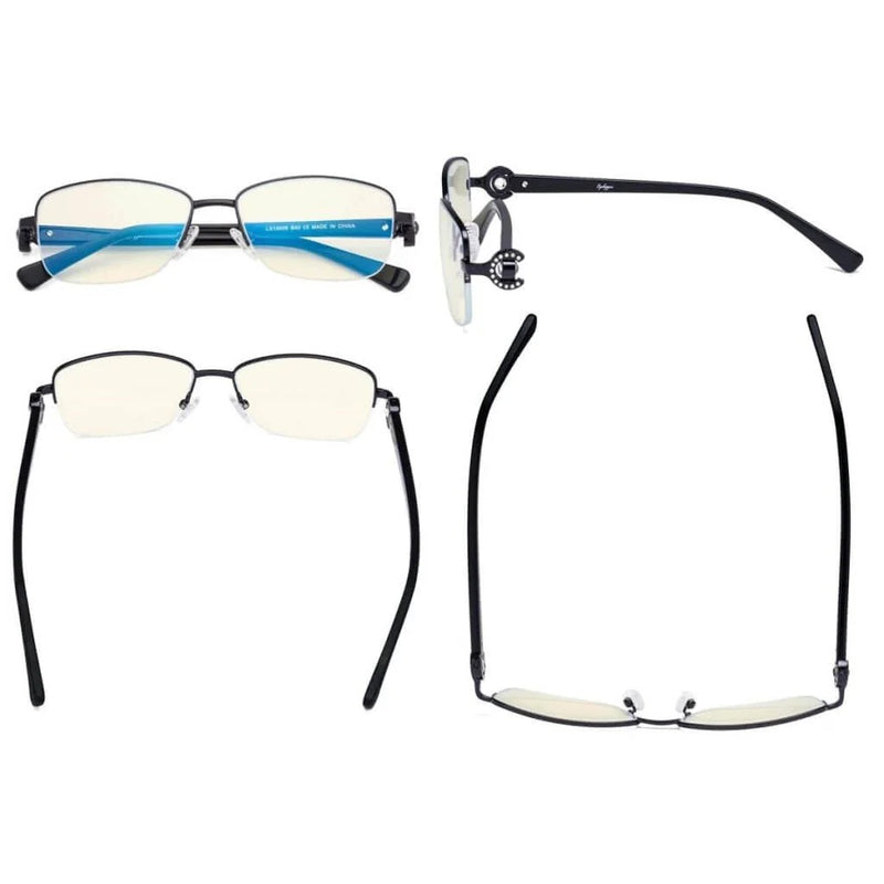 eyekeeper.com Half-rim Blue Light Filter Eyeglasses LX19008-BB40 Eyeglasses White Smoke Black / without magnification,Pink / without magnification,Red / without magnification
