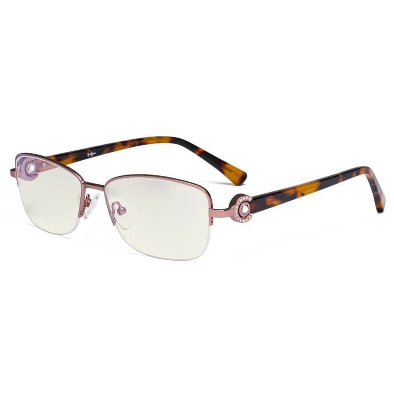 eyekeeper.com Half-rim Blue Light Filter Eyeglasses LX19008-BB40 Eyeglasses White Smoke Red / without magnification