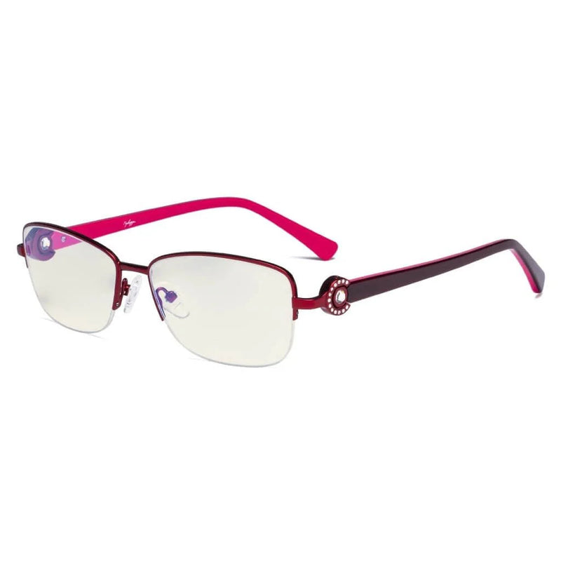 eyekeeper.com Half-rim Blue Light Filter Eyeglasses LX19008-BB40 Eyeglasses White Smoke Black / without magnification,Pink / without magnification,Red / without magnification