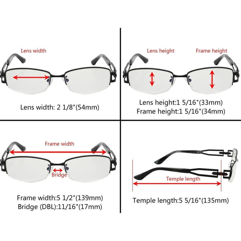 eyekeeper.com Half-rim Blue Light Filter Titanium Metal Eyeglasses 003B Eyeglasses White Smoke Black / without magnification,Gunmetal / without magnification